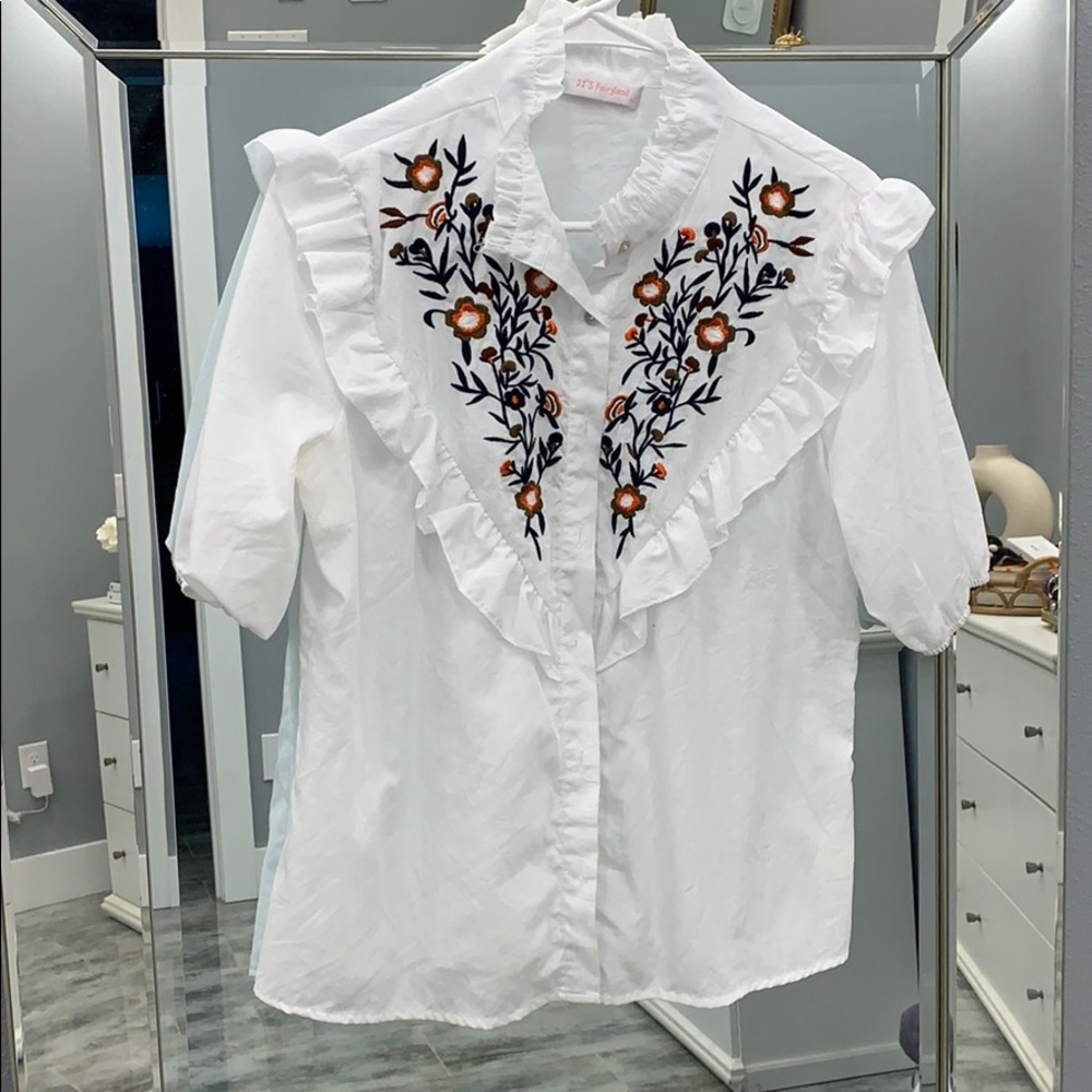 Embroidered white top